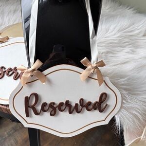 Reserved Sign with Gold Accents and Ribbon (6 total)